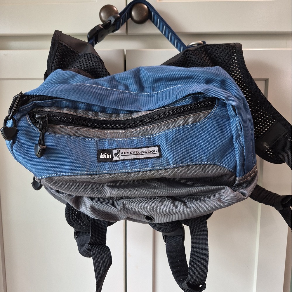 REI Adventure Dog Soft/Vest Harness Padded Adjustable M Nylon Blue/Gray